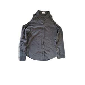 Equipment Nixie Silk Open Cold Shoulder Black Blouse